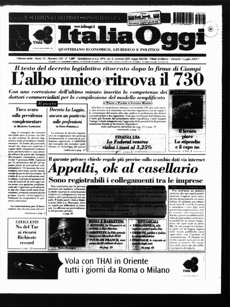 Italia oggi : quotidiano di economia finanza e politica